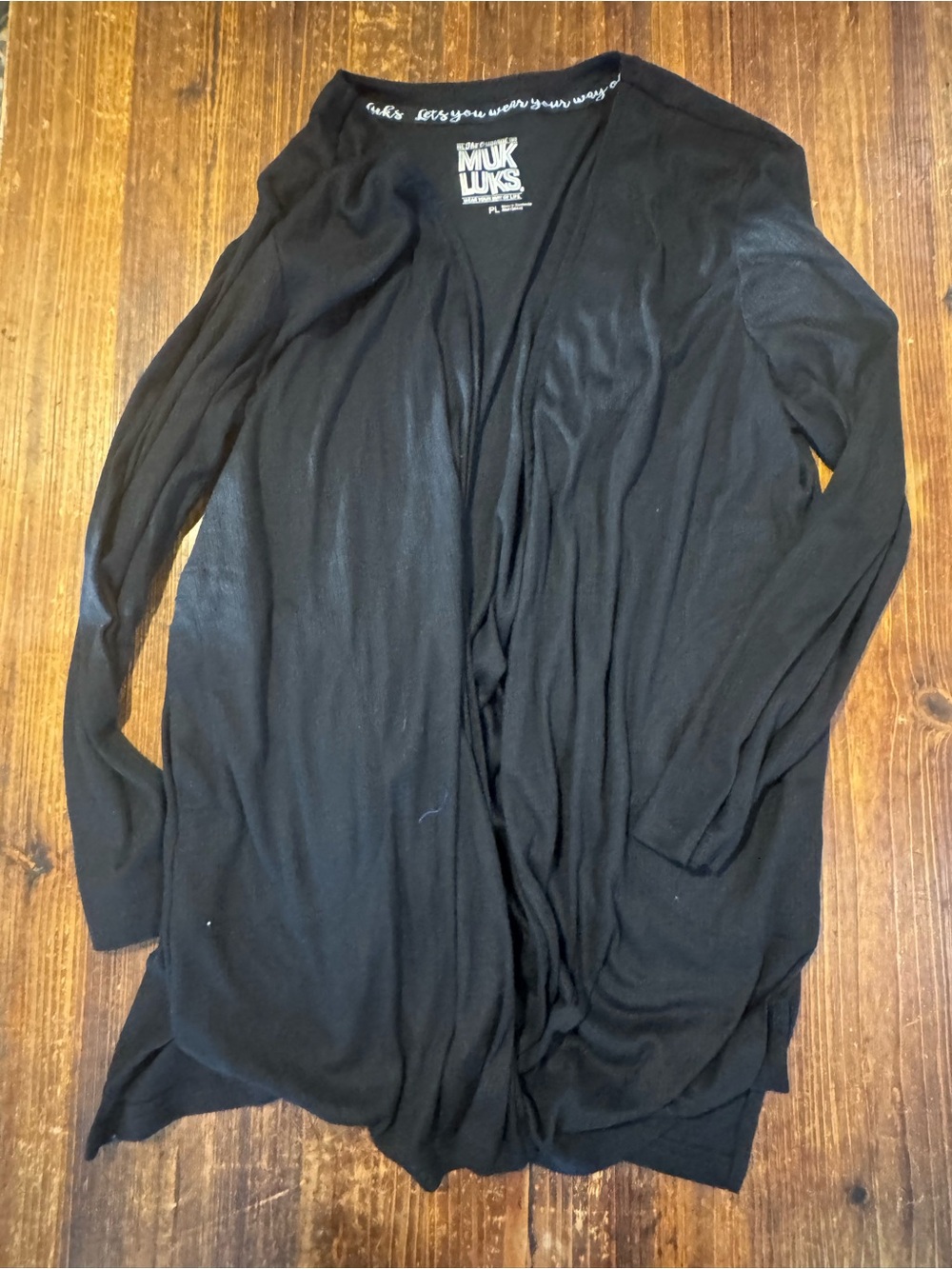 Muk Luks Black Open-Front Lightweight Women's Cardigan